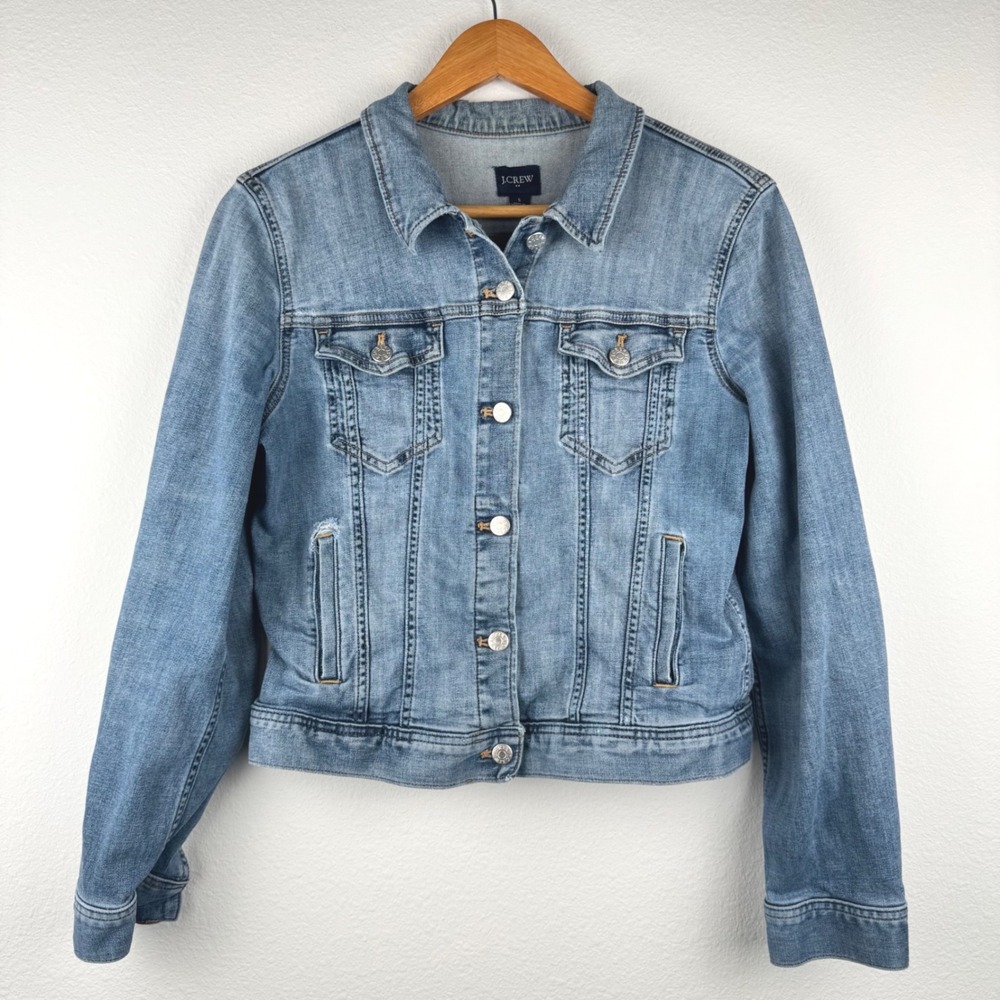 J.Crew Denim Jacket Women Size S Light Blue Good Casual Classic Trucker